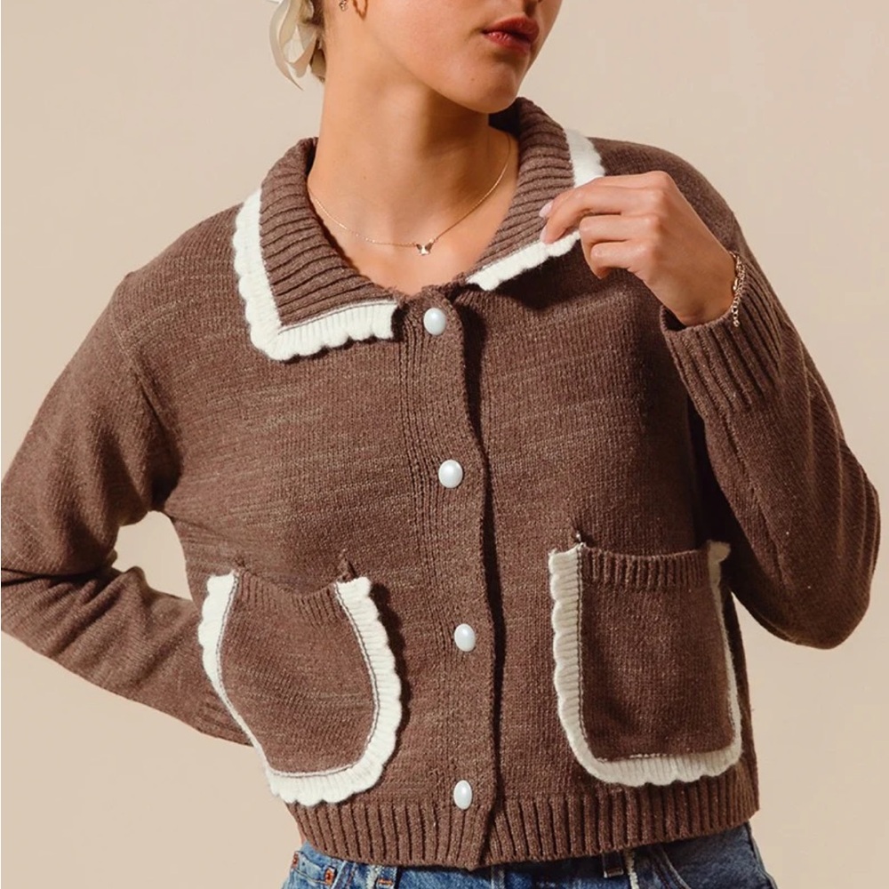 Shop Impressions Ruffle Detail Cardigan Sweater